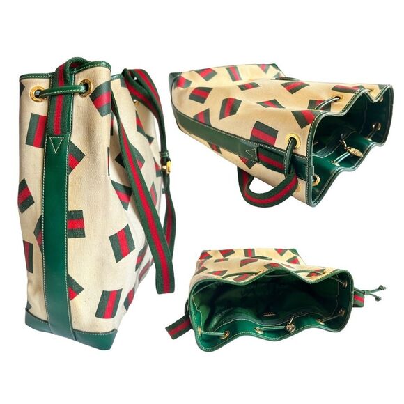 Vintage Gucci Tennis for spring 1989 coated cotton canvas Unisex Drawstring Bag - Picture 5 of 16